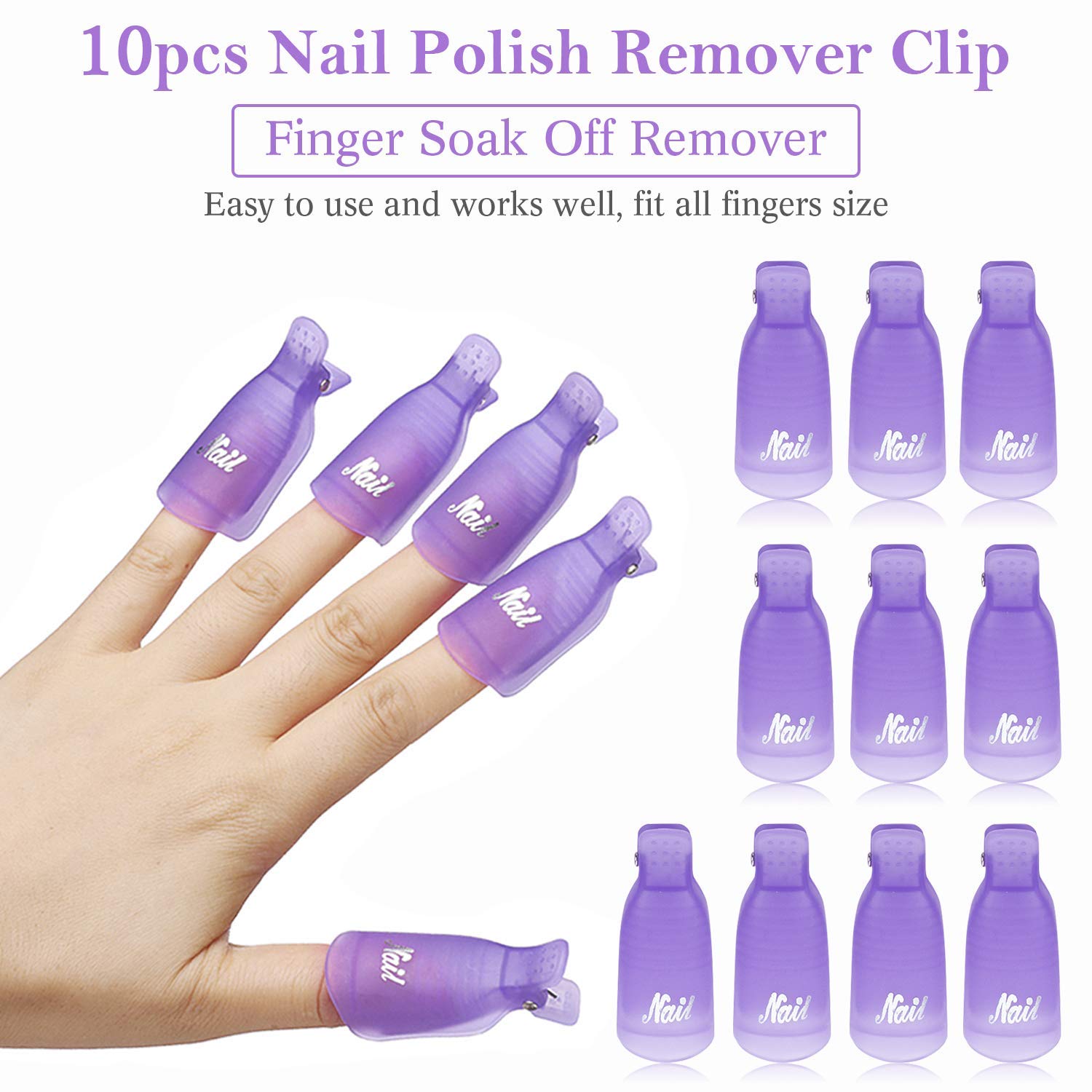 Nail Art Gel Polish - 10 قطع من مشابك بلاستيكية لإزالة