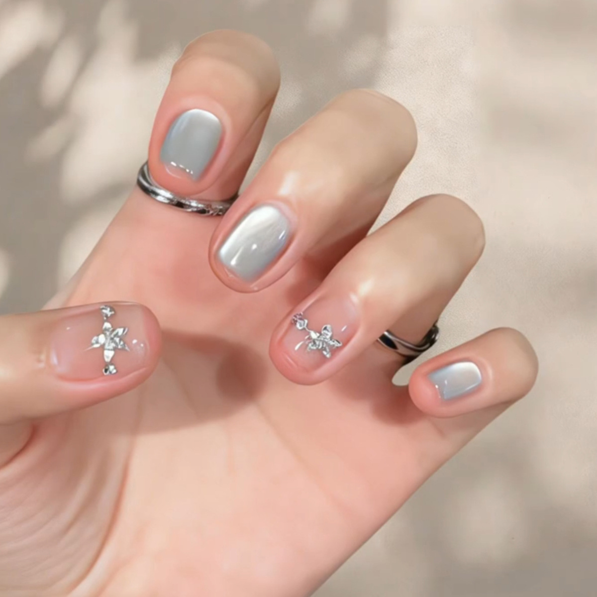 Nail Art Flower - 24 قطعة من أظافر القطيفة اللامعة