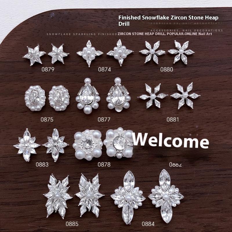 5 قطعة زهرة ندفة الثلج الزركون - مراجعة Nail Art Flower وسعره