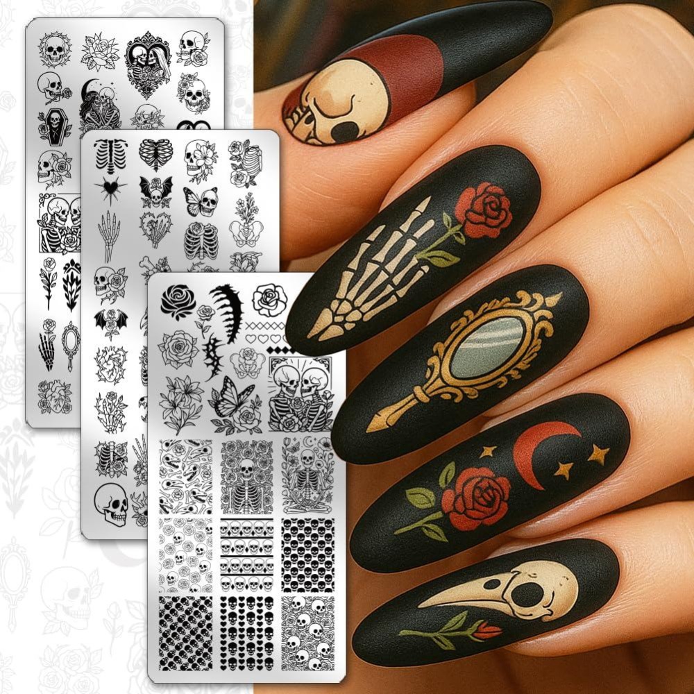 3 قطع من قوالب طباعة الأظافر ب - مراجعة Nail Art Gothic وسعره